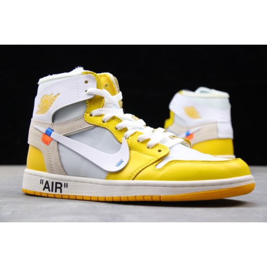 OFF-WHITE x Air Jordan 1 High OG UNC White/Canary Yellow AQ0818-149 Men