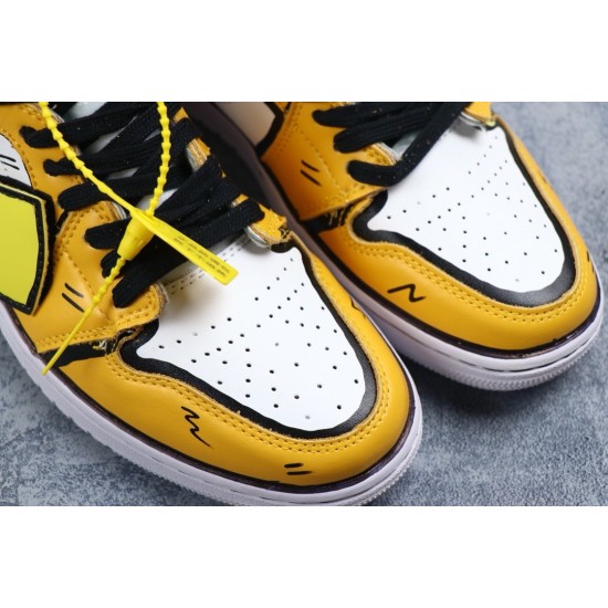 Air Jordan 1 High DIY Pikachu Custom Amarillo/Blanco Zapatos 556298 001 Hombres Mujer