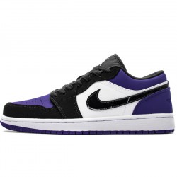 Air Jordan 1 Low Black "Court Purple" Grape Toe 553558-125 Men