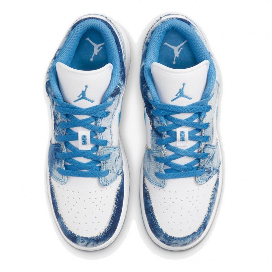 Air Jordan 1 Low GS Washed Denim Blue/Denim/White For Men