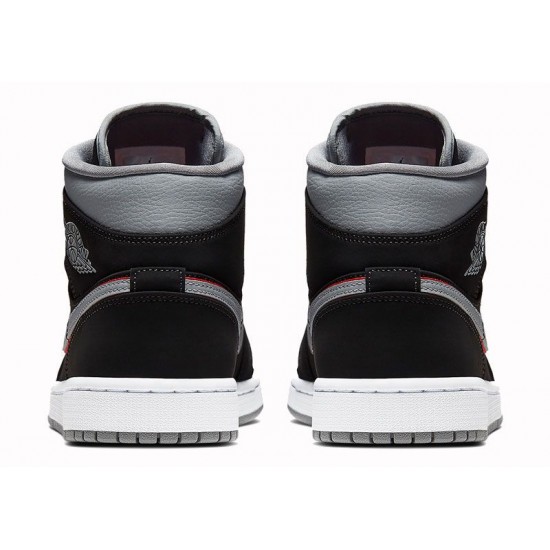 Air Jordan 1 Mid Black/Red Particle Grey For Men & Women