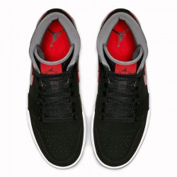 Air Jordan 1 Mid "Black/Red Particle Grey" For Men & Women