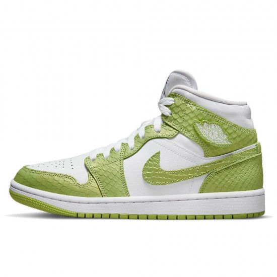 Air Jordan 1 Mid Green Python White/White/Vivid Green DV2959-113 For Women