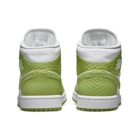 Air Jordan 1 Mid Verde Python Blancas/Blancas/Vivid Verde DV2959-113 Mujer