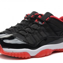 Air Jordan 11 Low 'Bred' Black/Varsity Red-White For Men and Women