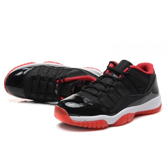 Air Jordan 11 Low Bred Black/Varsity Red-White For Men and Women