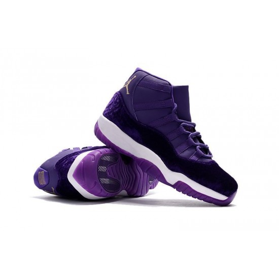 Air Jordan 11 Purple Velvet/White-Gold For Men and Women