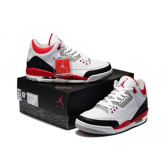 Air Jordan 3 Fire Red White/Fire Red-Silver-Black For Men