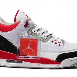 Air Jordan 3 "Fogo Vermelho" Branco/Fogo Vermelho-Prata-Preto para homens