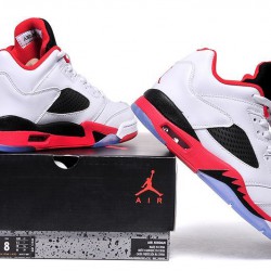 Air Jordan 5 Low "Fire Red" White/Fire Red-Black For Men