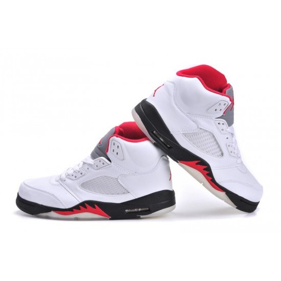 Air Jordan 5 (V) Retro White/Fire Red-Black For Men