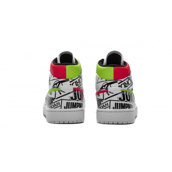 Air Jordan 1 MID All Print Logo Bianche/Racer Blu-Nero-Cyber 554724-119 Uomo