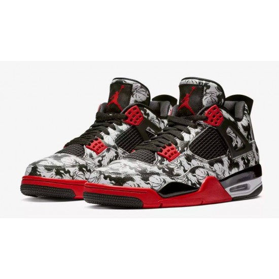 Air Jordan 4 IV Retro Tattoo Black/Fire Red-Black-White Sneakers Men