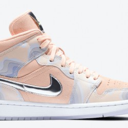 Air Jordan 1 Mid SE WMNS "P(Her)spective" Washed Coral/Chrome-Light Whistle CW6008-600 For Men and Women
