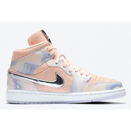 Air Jordan 1 Mid SE WMNS P(Her)spective Washed Coral/Chrome-Light Whistle CW6008-600 For Men and Women