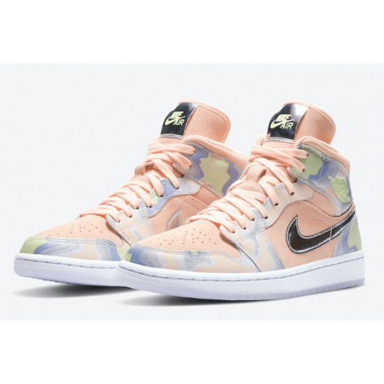 Air Jordan 1 Mid SE WMNS P(Her)spective Washed Coral/Chrome-Light Whistle CW6008-600 For Men and Women