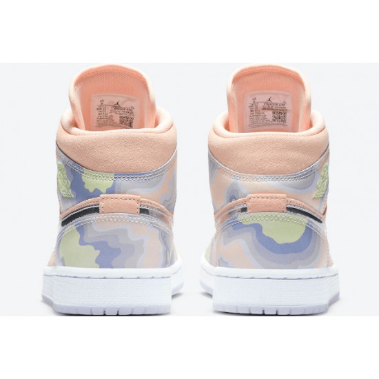 Air Jordan 1 Mid SE WMNS P(Her)spective Washed Coral/Chrome-Light Whistle CW6008-600 per Uomo e Donna