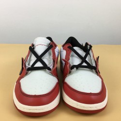 Off-White x Air Jordan 1 Low White/Black-Varsity Red Custom For Men
